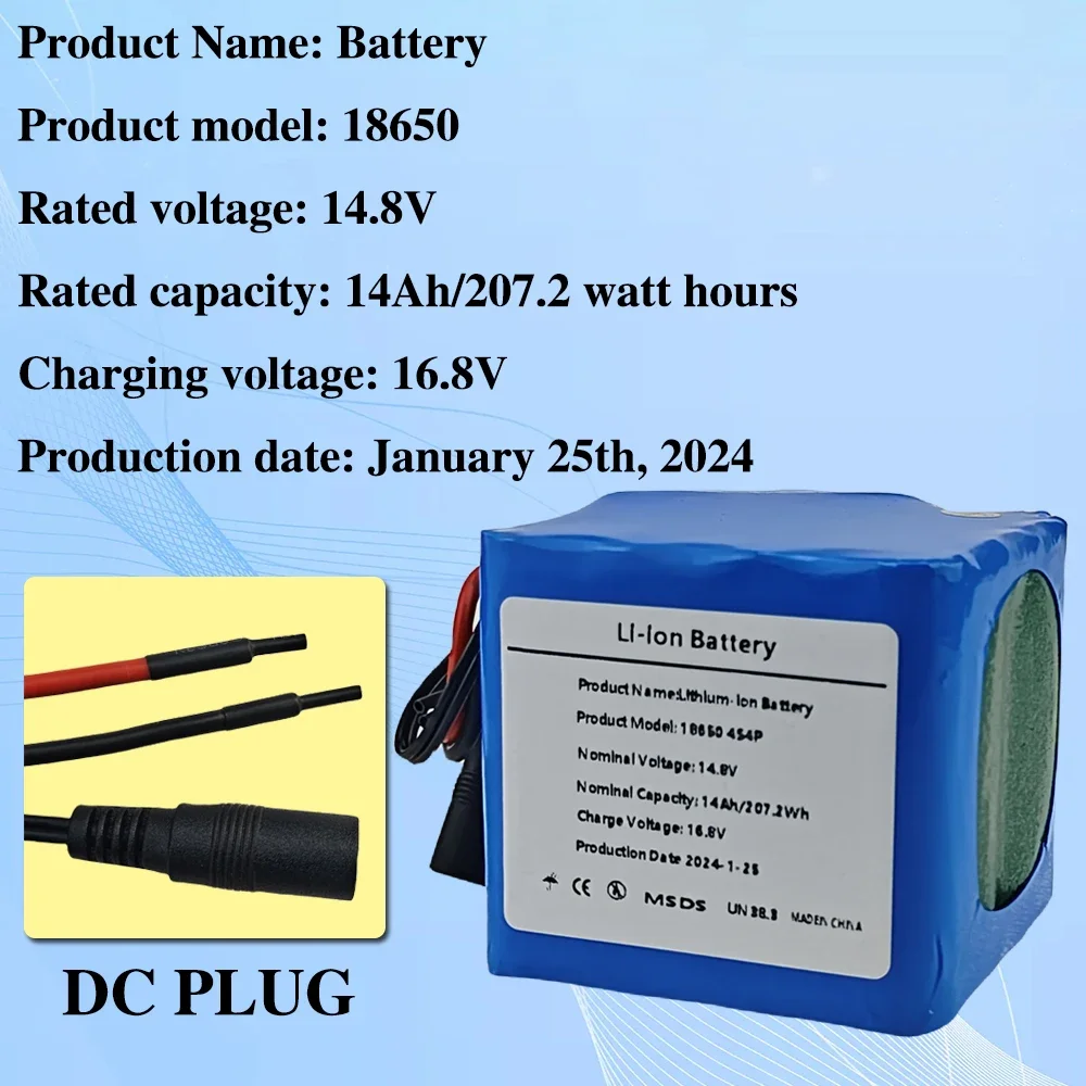 

4S4P 14.8V 14Ah Lithium Battery Pack 18650 LED Night Fishing Light Heater Miner's Light Amplifier Battery BMS + Charger