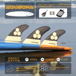 Double Tabs Fins II AM FINS Surfboard Fiberglass Fins for Surfing with Fin Bag, Screws and Fin Key(Small, Medium, Large Sets.)