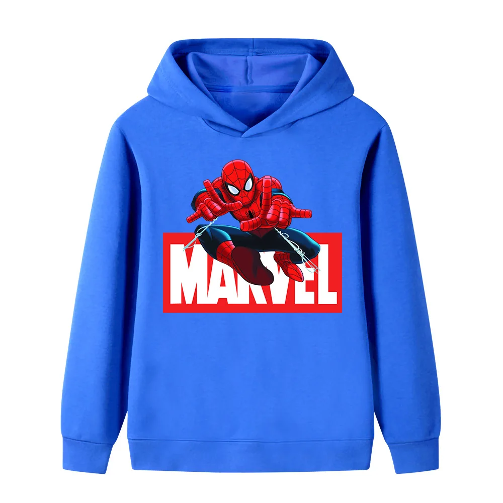 

Теплые рубашки с длинными рукавами и принтом Человека-паука Super Marvel для мальчиков и девочек, повседневные и удобные толстовки на осень и зиму.