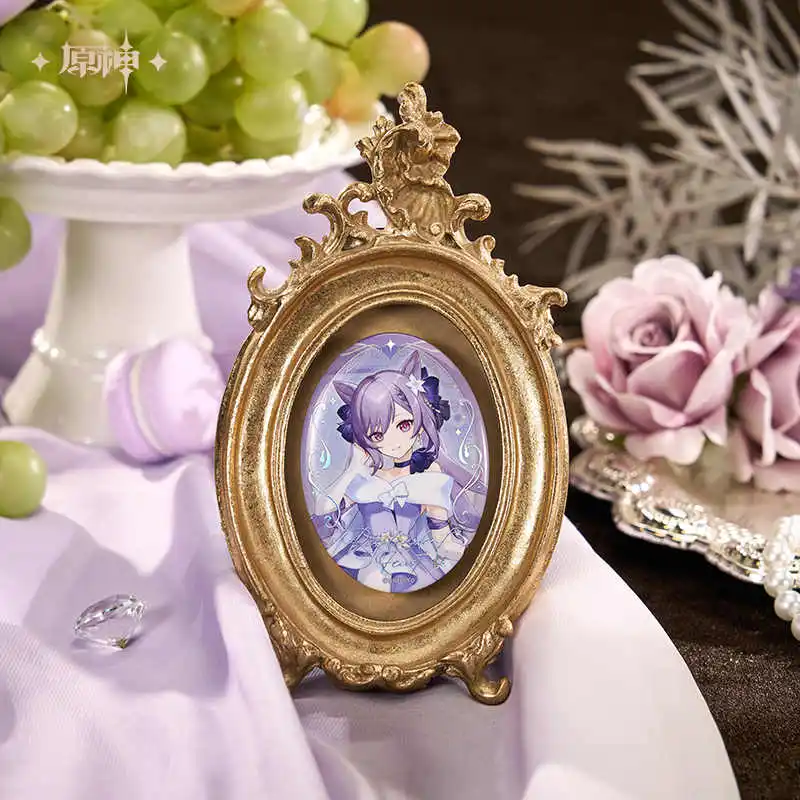 Official  Genshin Impact Keqing Resplendent Feast Series Acrylic Stand Badge Ornament Umbrella Photo Frame Accessories Anime Toy