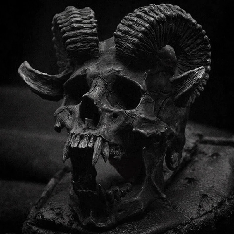 FZFZ 레트로 펑크 사탄 염소 해골 스테인레스 스틸 기관차 반지 세련된 남자 고딕 쥬얼리 선물 해골 성격 US12