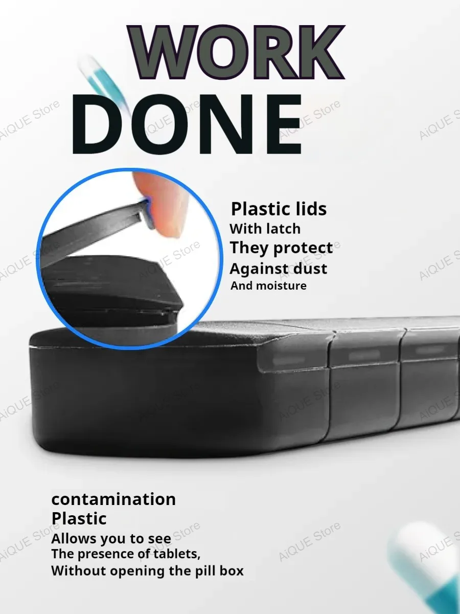 AiQUE Weekly Medicine Pill's Box Pill Case Drug Dispense Mini Portable Pills Organizer Case 7 Grids PillBox Tablet Storage