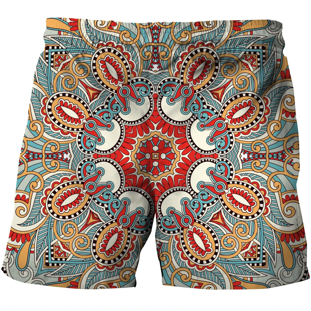 Pantalones cortos elásticos de cuatro lados para hombre, ropa de playa divertida, patrón de anacardo 3D, pantalones de baloncesto, bañador, novedad