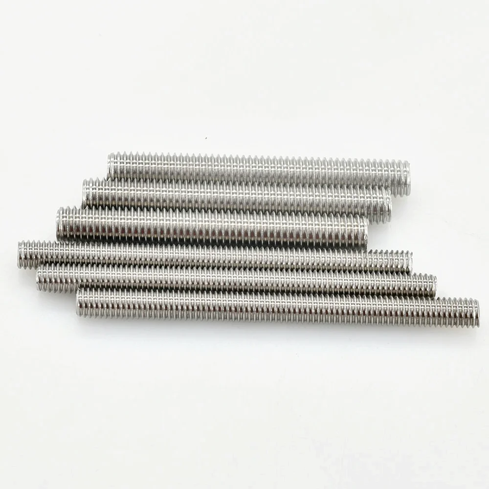 304 Stainless Steel Full Threaded Rod Bolt M3 M4 M5 M6 M8 M10 Fully Metric  Headless Bolt Thread Stud Rods Screws Length16-500mm