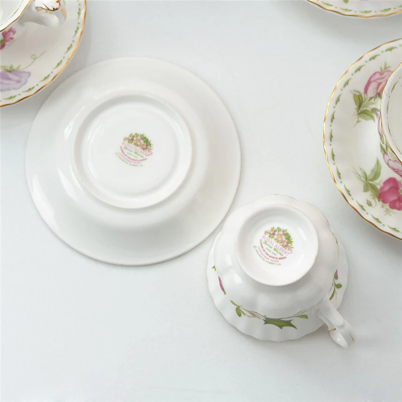 Coffee Cup and Saucer Set Month Flower Mug Bone China Drinking Set Ceramic Cup and Saucer Home Teacup Dessert Saucer Gifts - Image 6