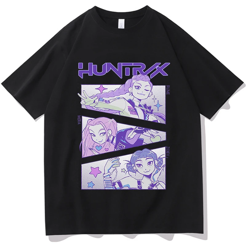 

K Pop Demon Hunters Huntrix футболки летние футболки с короткими рукавами женская и мужская одежда уличная одежда унисекс футболки с графическим принтом 2025