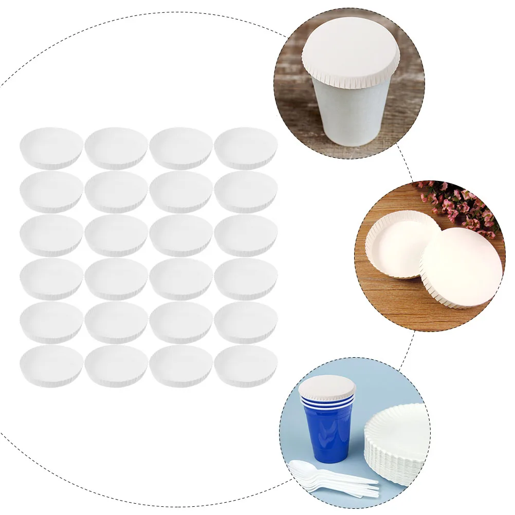 

200Pcs Simple Design Disposable Paper Drinking Cup Covers Dust Proof Caps For Gatherings