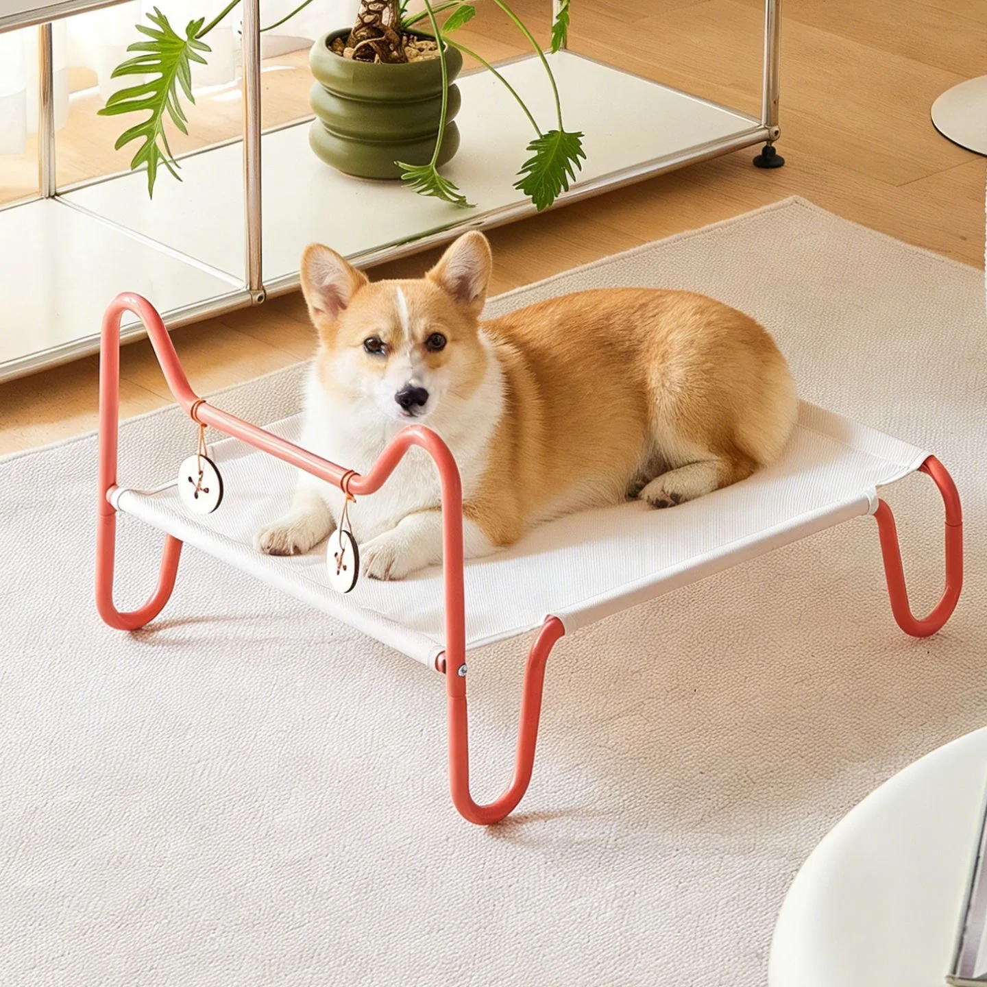 

Detachable Washable Pet Bed Portable Pet Cot with Breathable Mesh Pet Camping Bed Indoor Outdoor All-Season Use