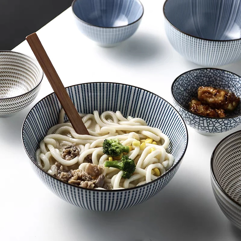 6 Inch Ceramic Ramen Bowl Japanese Noodle Bowl Oatmeal Soup Bowl Restaurant Household Dinnerware Microwave Safe