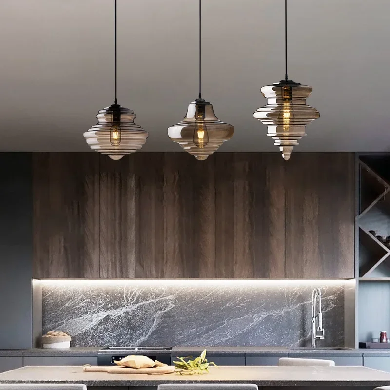 

2025 Modern Simple Glass Pendant Lamp Retro Chandelier For Restaurant Bar Industrial Hanglamp Creative Loft Galss Indoor Lighitn