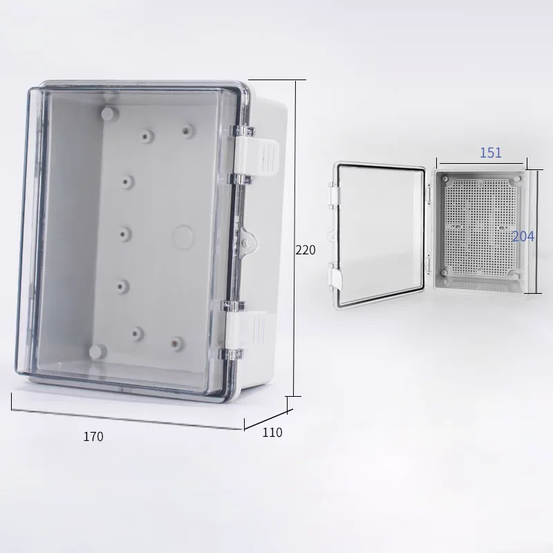 220x170x110mm Clear Cover Enclosure IP65 Outdoor Waterproof Hinged Plastic Electronic Housing Enclosure ABS Plastic Enclosure