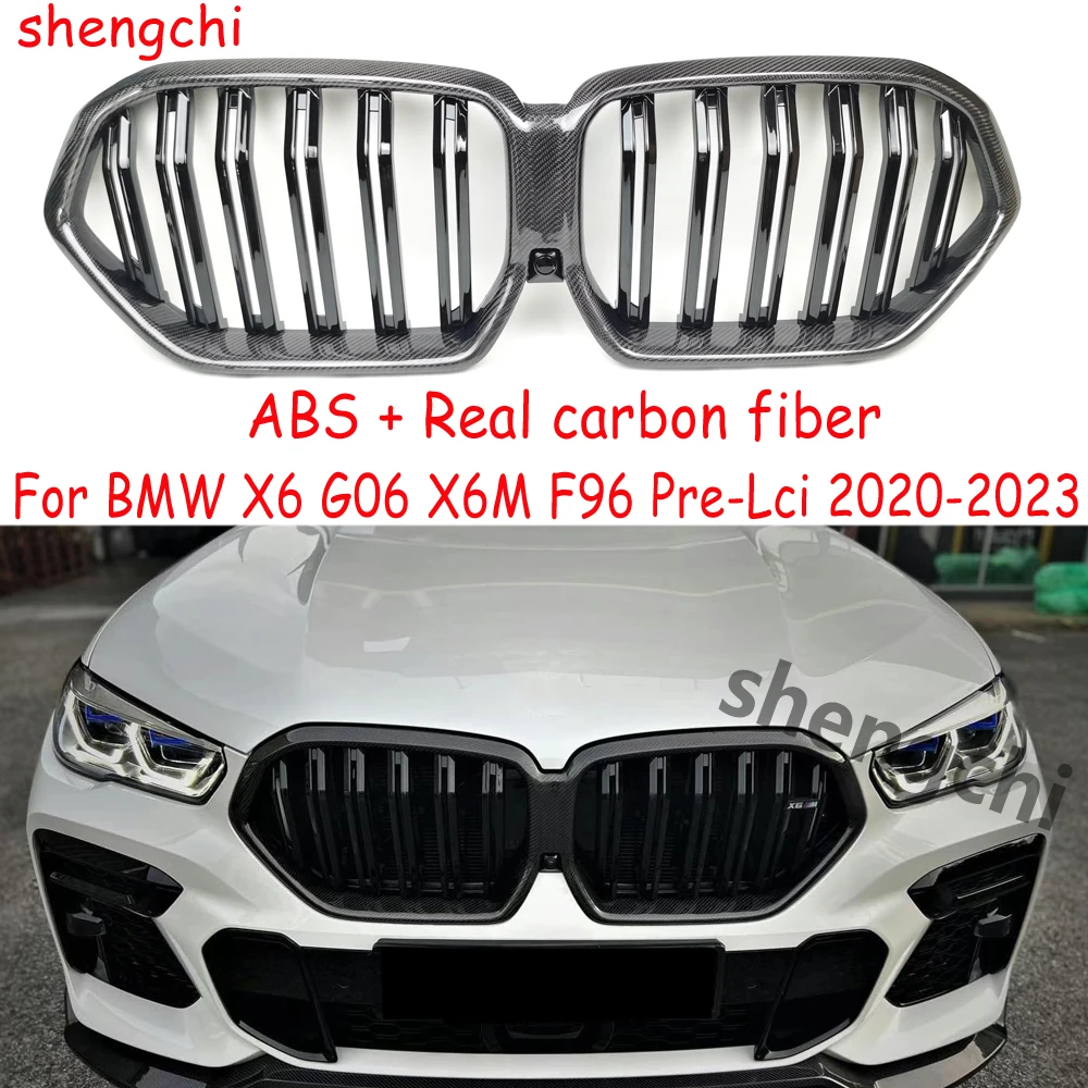 X6 G06 pre-Lci Real Carbon Fiber Front Bumper Grille For BMW X6 xDrive40i M50i M60i X6 G06 X6M F96 Replacment Grille 2020-2023