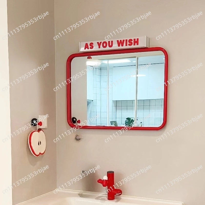 Bathroom Stainless Steel Makeup Mirror Home Decoration Mirror Living Room Wall Hanging Modern Square Internet Celebrity