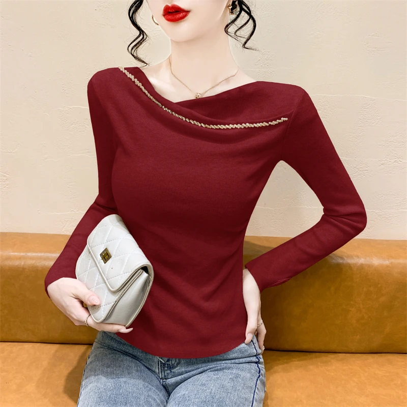 Top largo de punto Sve para mujer, ropa interior ajustada, capa Base, diseño de forro irt, Otoño Invierno, Ele Thinming