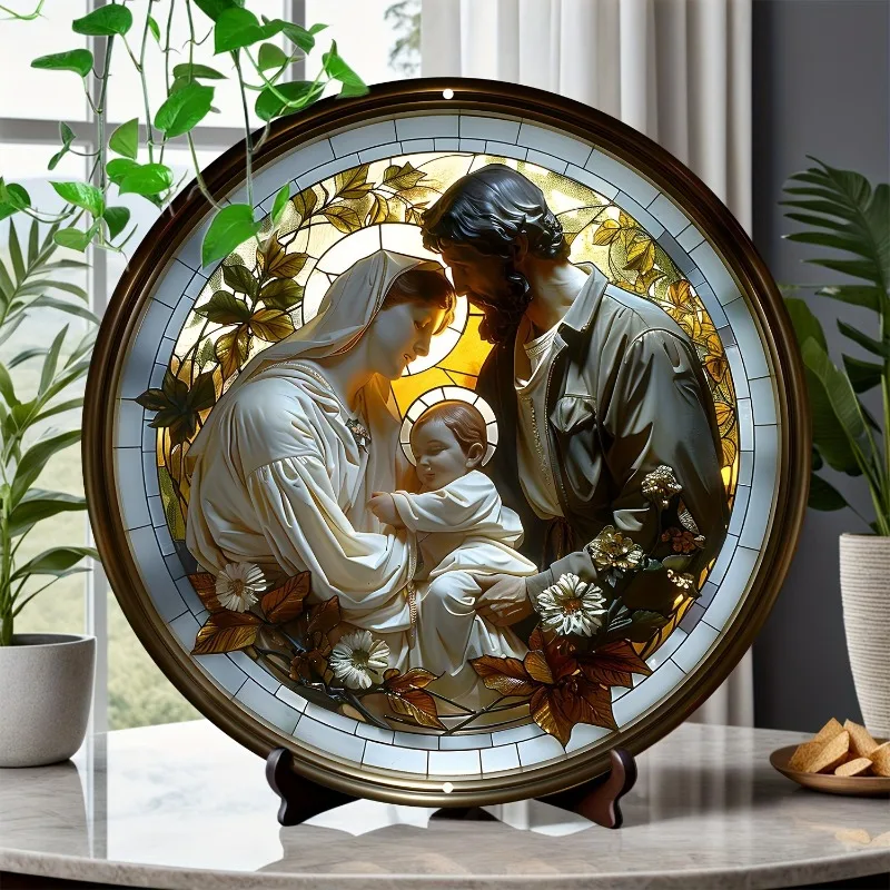 

Jesus Holy Family" Round Aluminum Wall Art, Perfect for Home & Office Decor, Living Room, Bathroom, Bedroom, Garage, Bar, Cafe