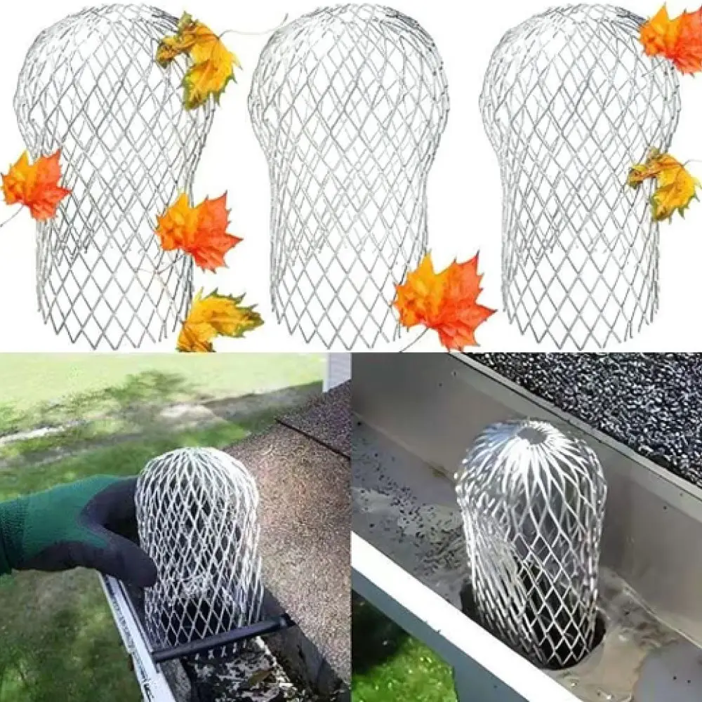 Roof Gutter Guard Aluminum Mesh Strainer Downspout Leaf Filter Drainage Protection Screen Anti Clog Home System