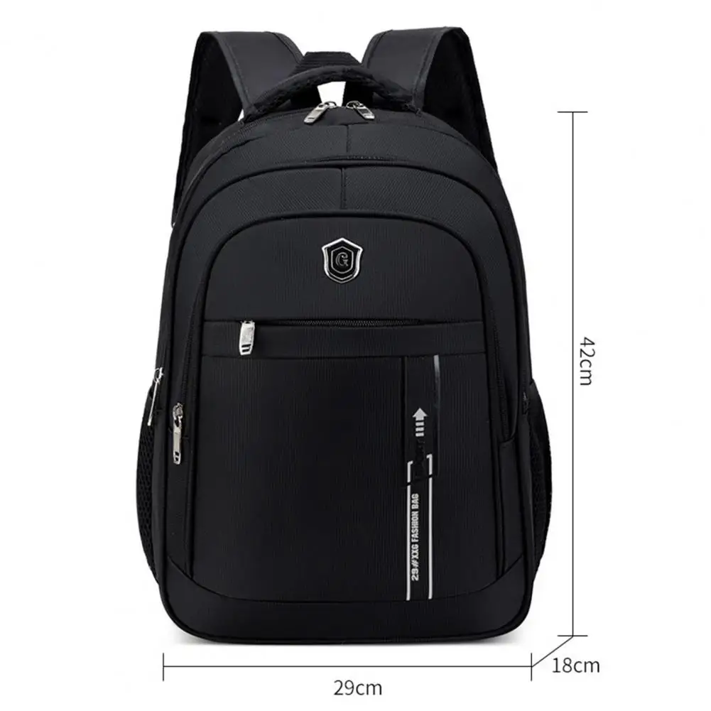 Men Backpack Large Capacity Waterproof Zipper Closure Oxford Cloth Wear-resistant Travel Laptop Bag Backpack Office Supplies