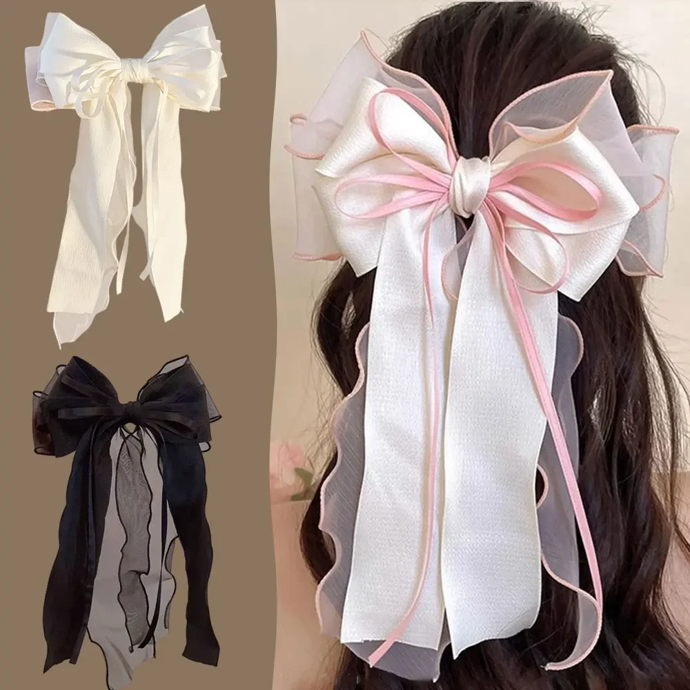 Elegante große Haarspangen mit Spitze und Schleifenband für Frauen und Mädchen, Valentinstag- und Hochzeitsaccessoires – Detail 1