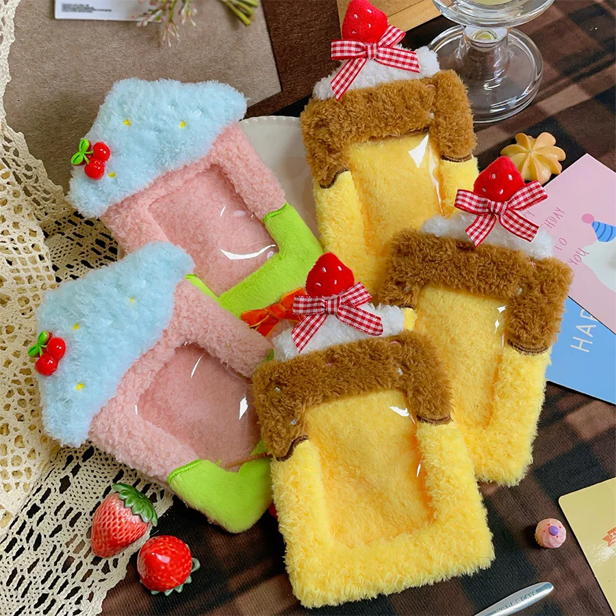 Cartoon Dessert Strawberry Cherry Cake Plush Card Holder, Idol Photo Display Pendant, Student Bus Campus ID Card Bag