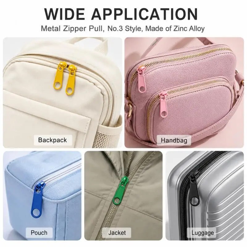 10/50/20/10 Stück Bunte Reißverschluss-Schieber für 3 # Metallreißverschlüsse für DIY-Näharbeiten, Kleidung, Taschen, Bettbezüge, Bekleidungszubehör – Detail 6