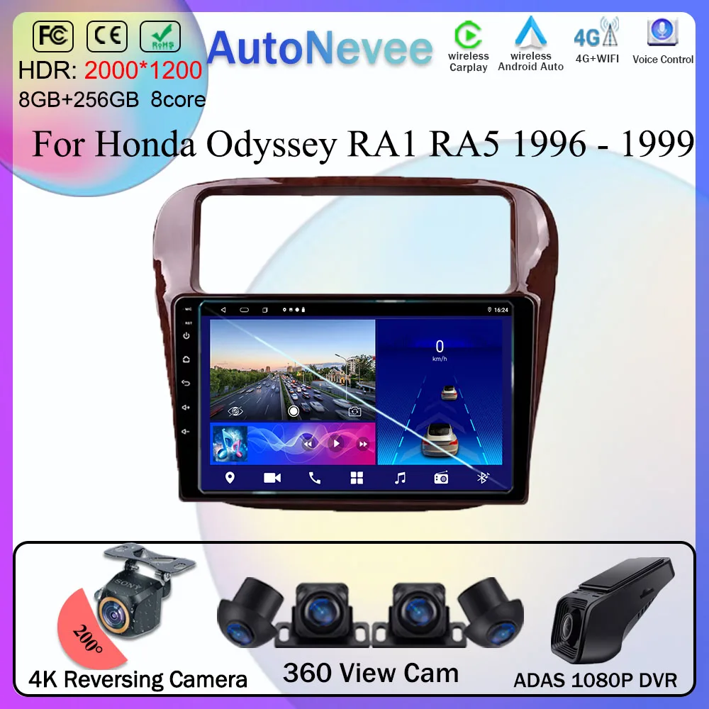 Car Android For Honda Odyssey RA1 RA5 1996 - 1999 Multimedia Player GPS Navigation High-Performance CPU HDR QLED Screen  5G WIFI