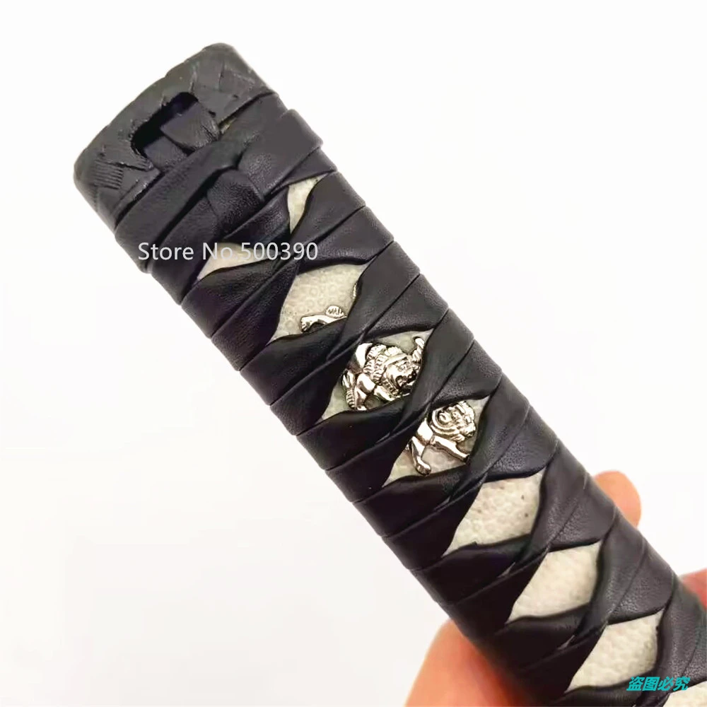 20Cm Tsuka Handle Real Rayskin Iron Steel Menuki Fuchi Kashira For Japanese Wakizashi Katana Sword Diy Parts High Quality