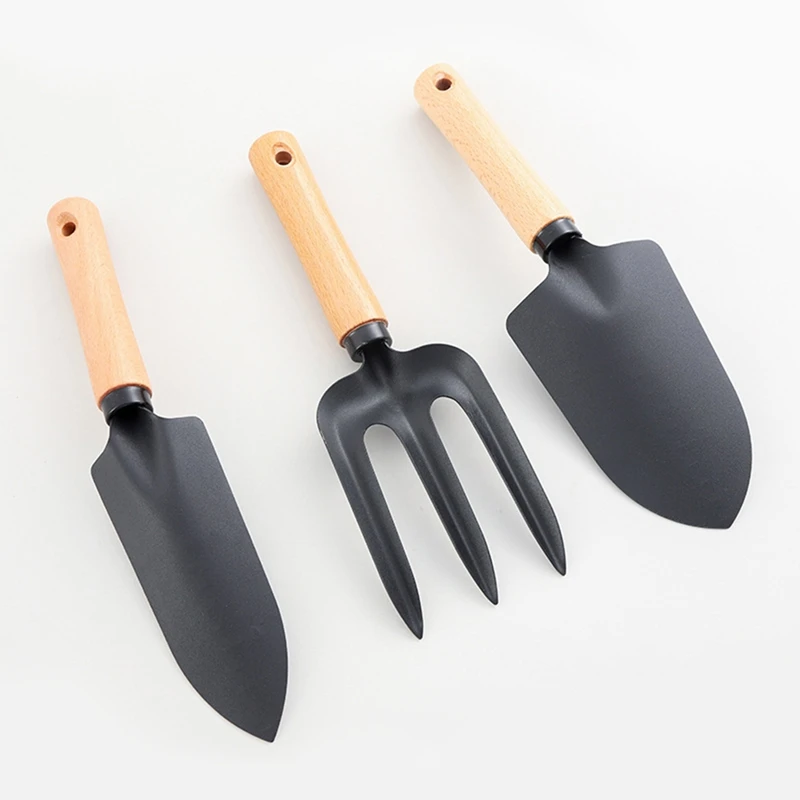 3PCS Garden Trowel Set For Gardening & Camping With Wooden Handle Hand Trowel For Weeding Essential Tool For Beginners