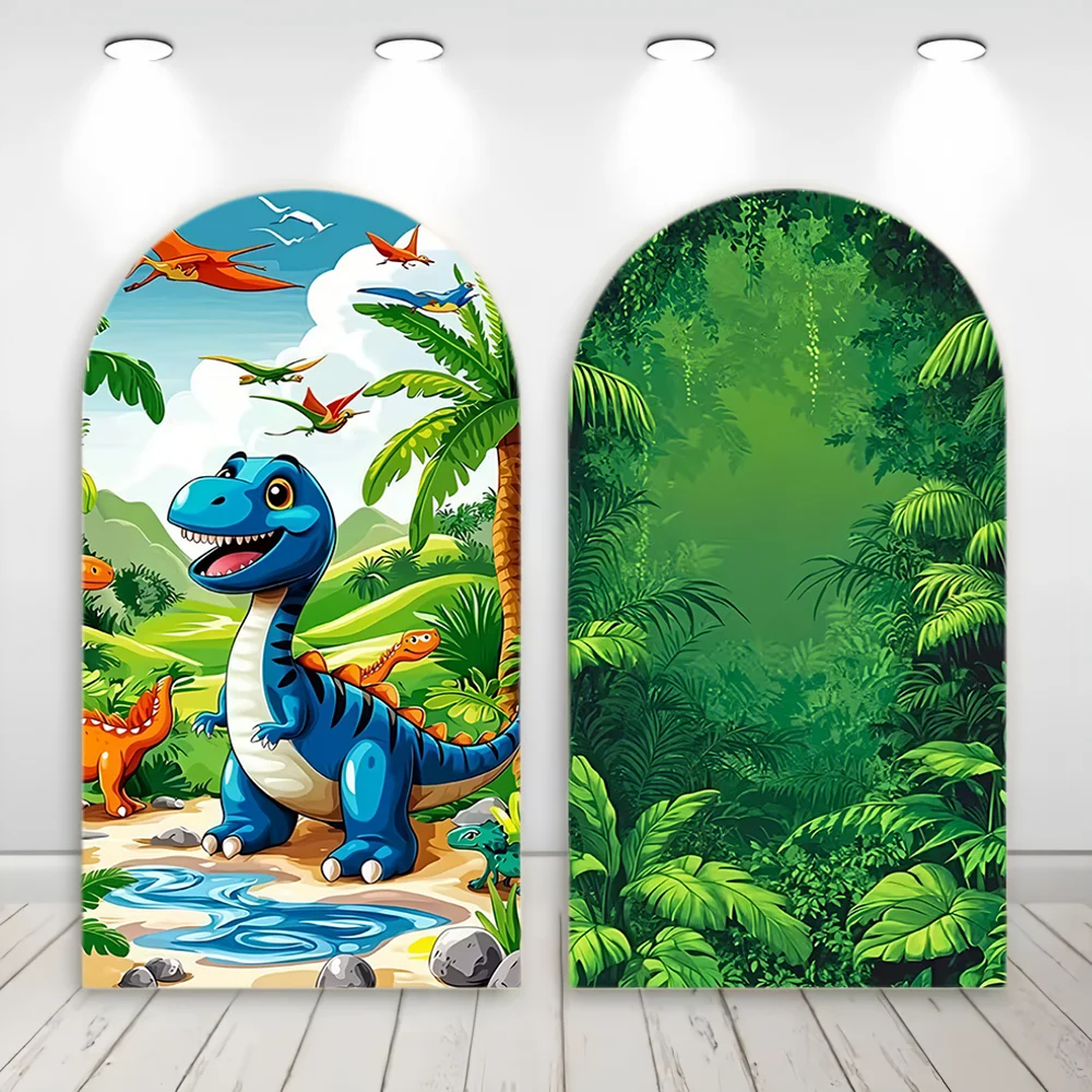 

Cartoon Dinosaur Theme Arch Backdrop Cover Children's Birthday Carnival Party Door Cover Decor Jungle Animal Baby Shower