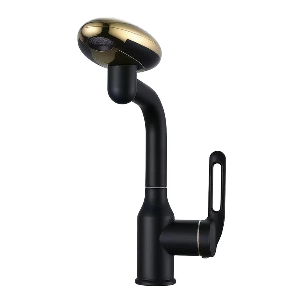 360 Rotatable Gunmetal Bathroom Faucet with Rain Waterfall Aerated Stream and Up Spray Water Flow Modes for Daily Use