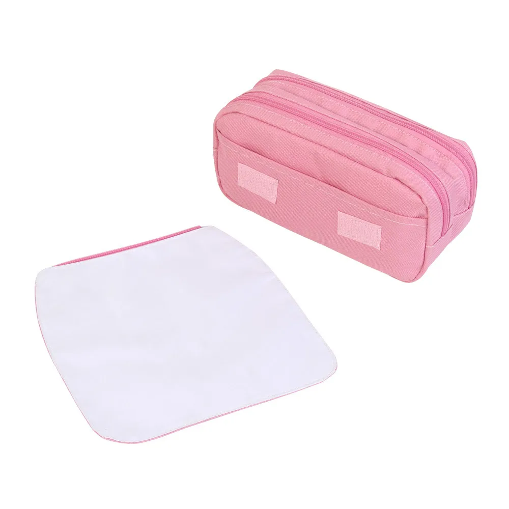 Sublimation Blank Pencil Bag Makeup Bags Large Capacity Multi-Layered Zipper Cosmetic Bag Pencil Case For Heat Transfer Print