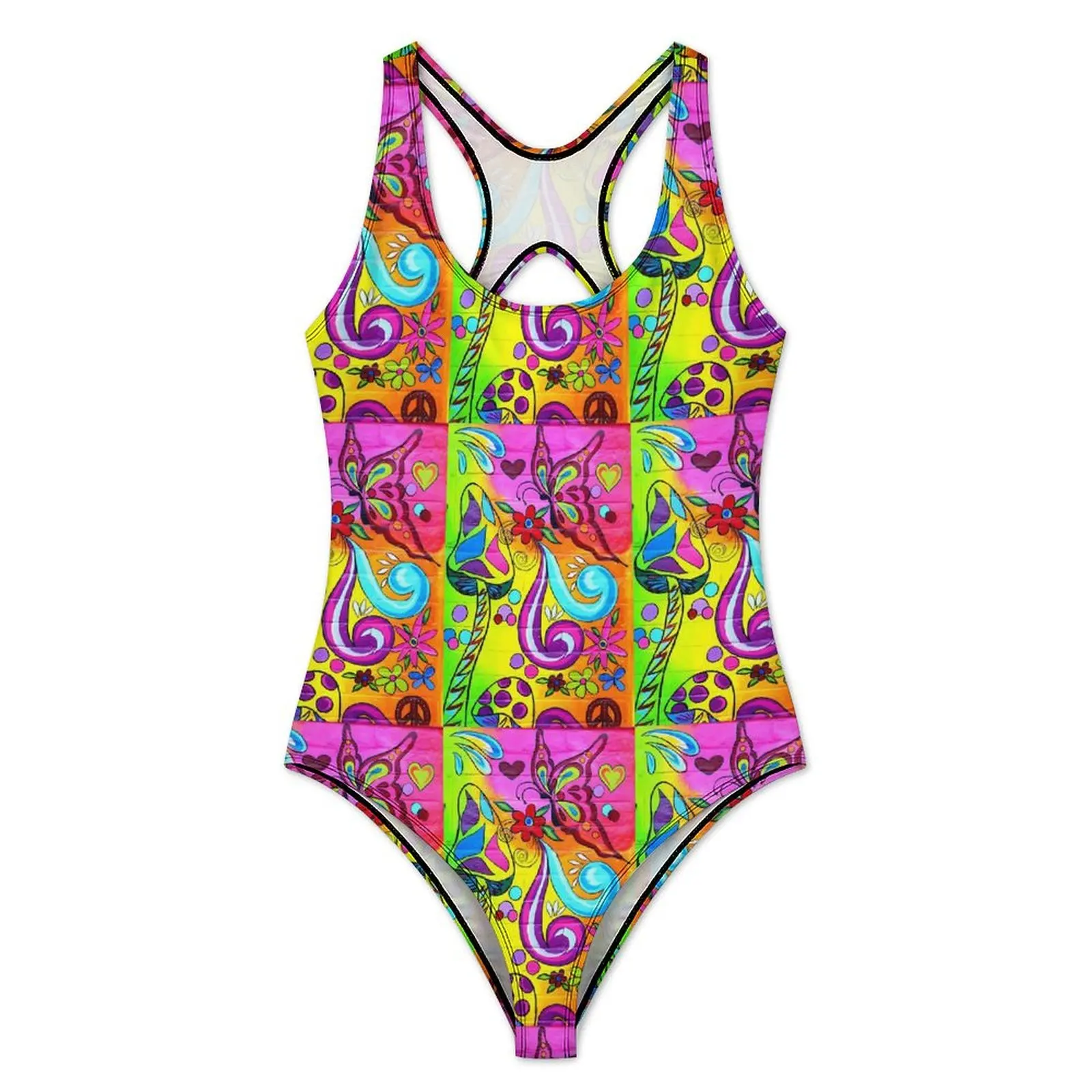 Magic Mushroom Swimsuit Sexy Psychedelic Mushrooms Female Swimwear One Piece Bodysuit Holiday Push Up High Cut Bathing Suits