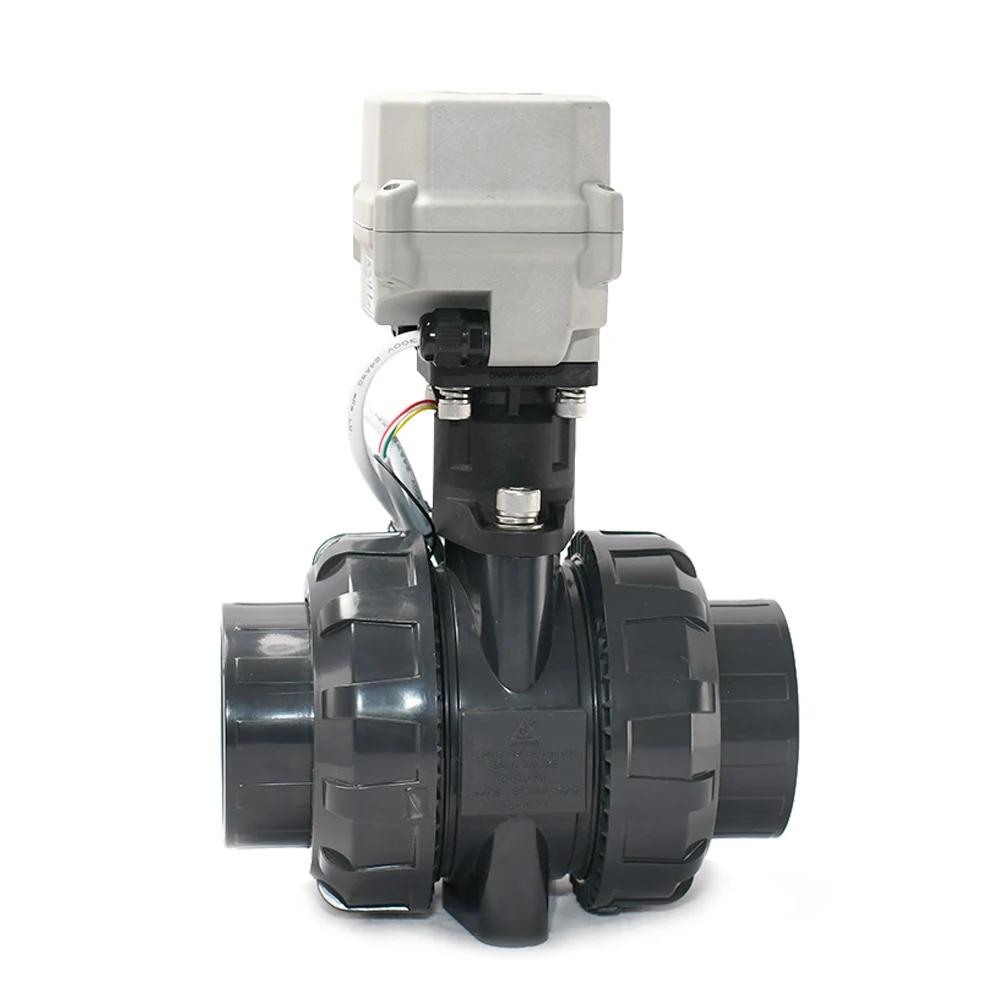 

2'' DN50 BSP/NPT/Non-thread UPVC True Union Electric Actuated Ball Valve 12-24VDC & 24VAC 110-230VAC Auto Return Failsafe