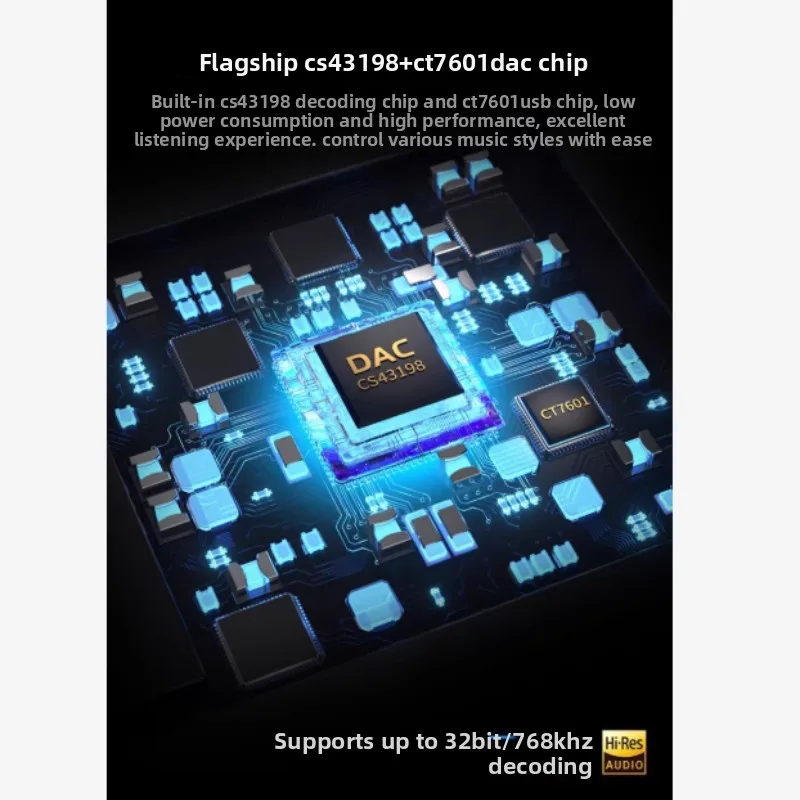 HiFi مضخم ضوت سماعات الأذن الرائد CS43198 فك ذيل صغير 3.5 مللي متر مخصص + CT7601