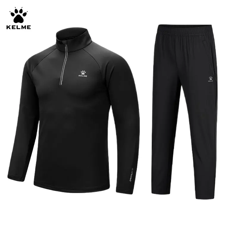 

Kelme Sports Set Men's Half Zipper Tight Fit Fitness Suit 2024 New Running Training Pants Set Football Windproof Jacket Set