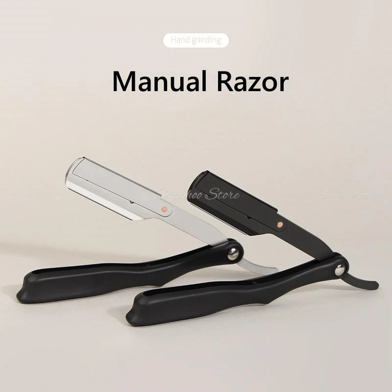 1Pcs Salon Straight Edge Barber Razor For Men Face Care Pro Shaving Beard Hair Removal Tools With ABS Handle With 10pcs Blades