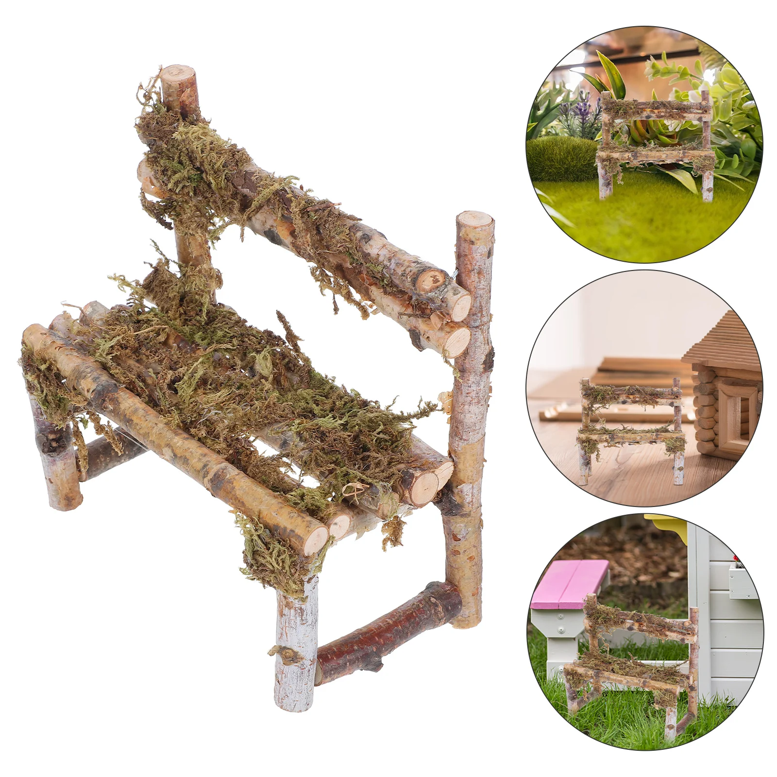 

Mini Wooden Chair Ornaments Chairs Dollhouse Outdoor Furniture Micro Landscape Living Room Bench Accessories