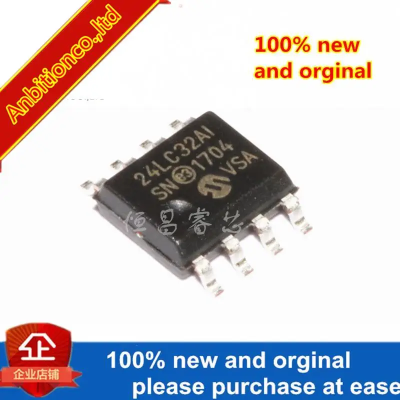 

10pcs 100% new and orginal 24LC32AT-I/SN 24LC32AI/SN 24LC32A 32Mbits SOP8 in stock