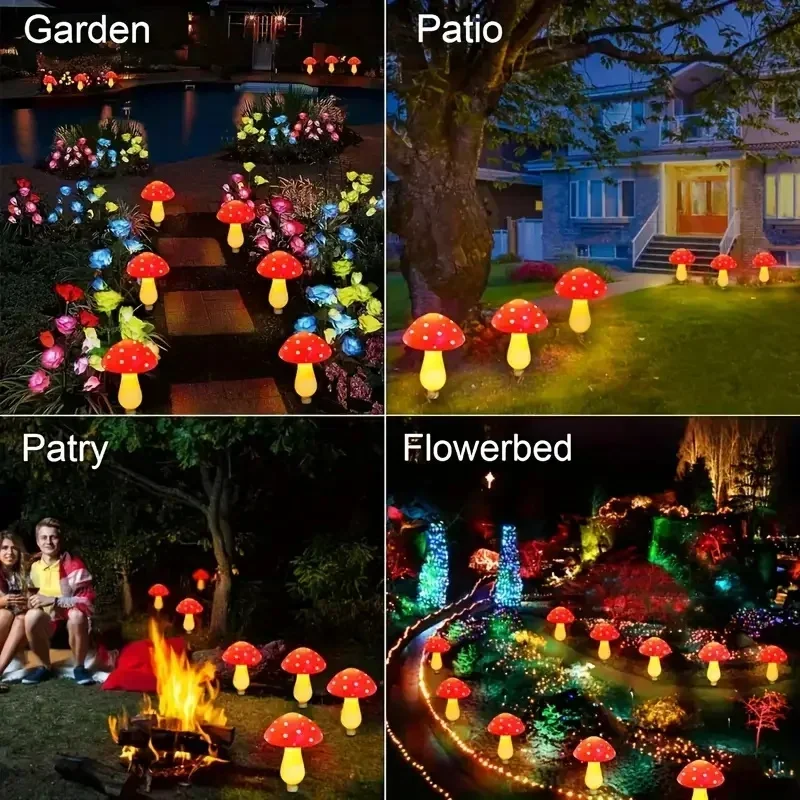 8/12/20LED luci solari per il percorso dei funghi lampada LED impermeabile per esterni, luci paesaggistiche per giardino, prato, cortile, percorso, decorazione per terrazza