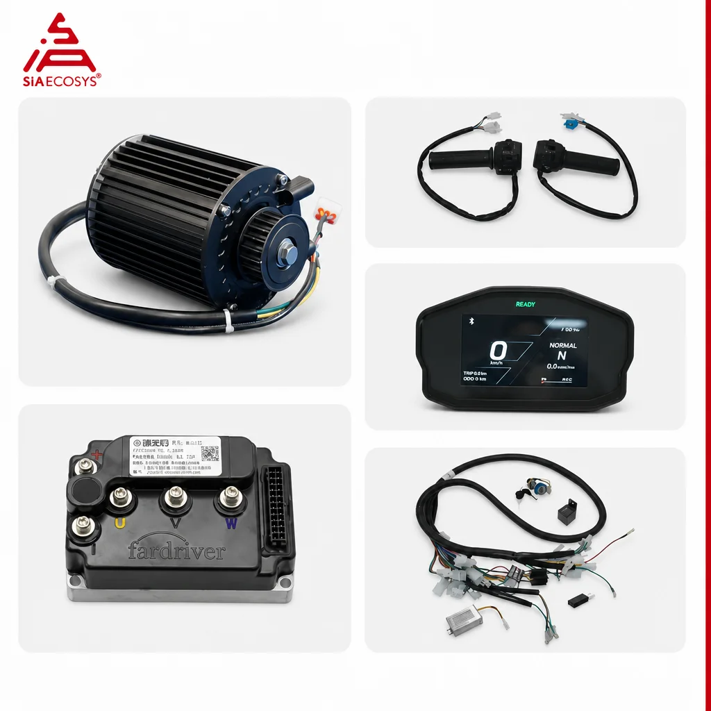 QSMOTOR QS90 1000W 72V Mid Drive Motor Kit with FarDriver ND72260 Mini12 Controller and SCJ 4.3 Inch Display for E-Scooter