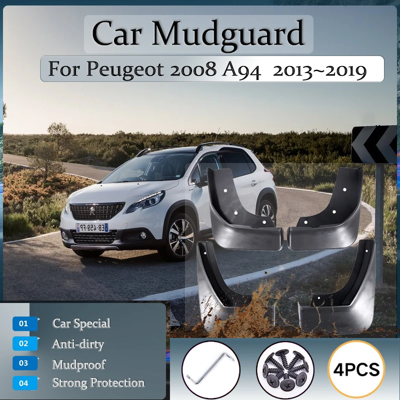 Car Mud Guard For Peugeot 2008 A94 2013 2014 2015 2016 2019 Universal Mudguards Front Rear Fender Mudflapds Set Auto Accessories