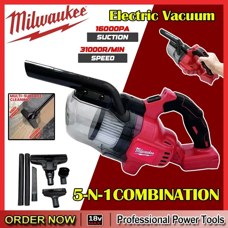 Milwaukee Cordless Vacuum Handheld Vacuum Cleaner with 2Pcs Washable HEPA Filter for Home Pet Hair Car For Milwaukee 18V Battery