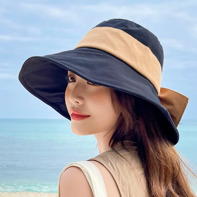 Women's Casual Summer Fisherman Hat Wide Brim UV Protection Sunshade Versatile Sun Protection Hat Foldable round Top Style