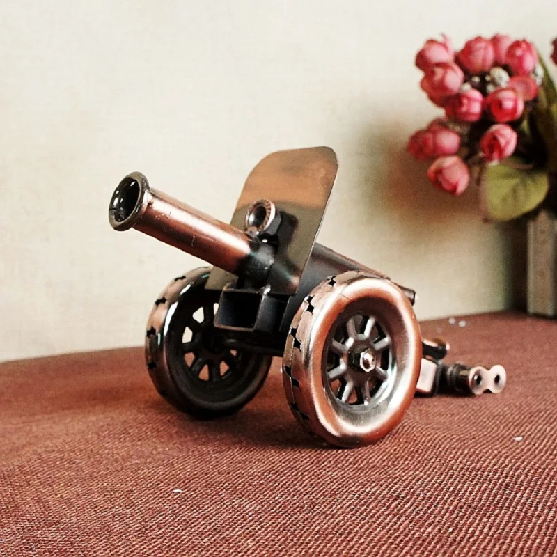 Antique Weapon Decoration Door-Shaped Mortar Cannon Pure Hand Retro Iron Art Small Steel Cannon Model P004