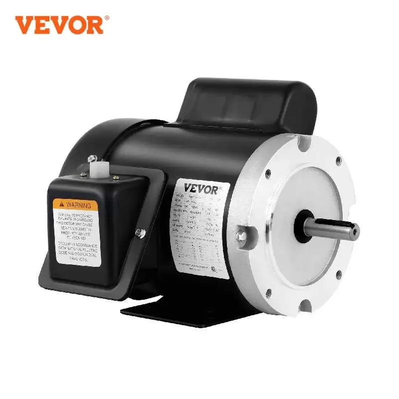 VEVOR 1Phase 2 4 Pole Asynchronous Electric Servo Motor 0.75 1.5 2HP TEFC 115 230V 1800 3600 RPM 60Hz Keyed Shaft Air Compressor