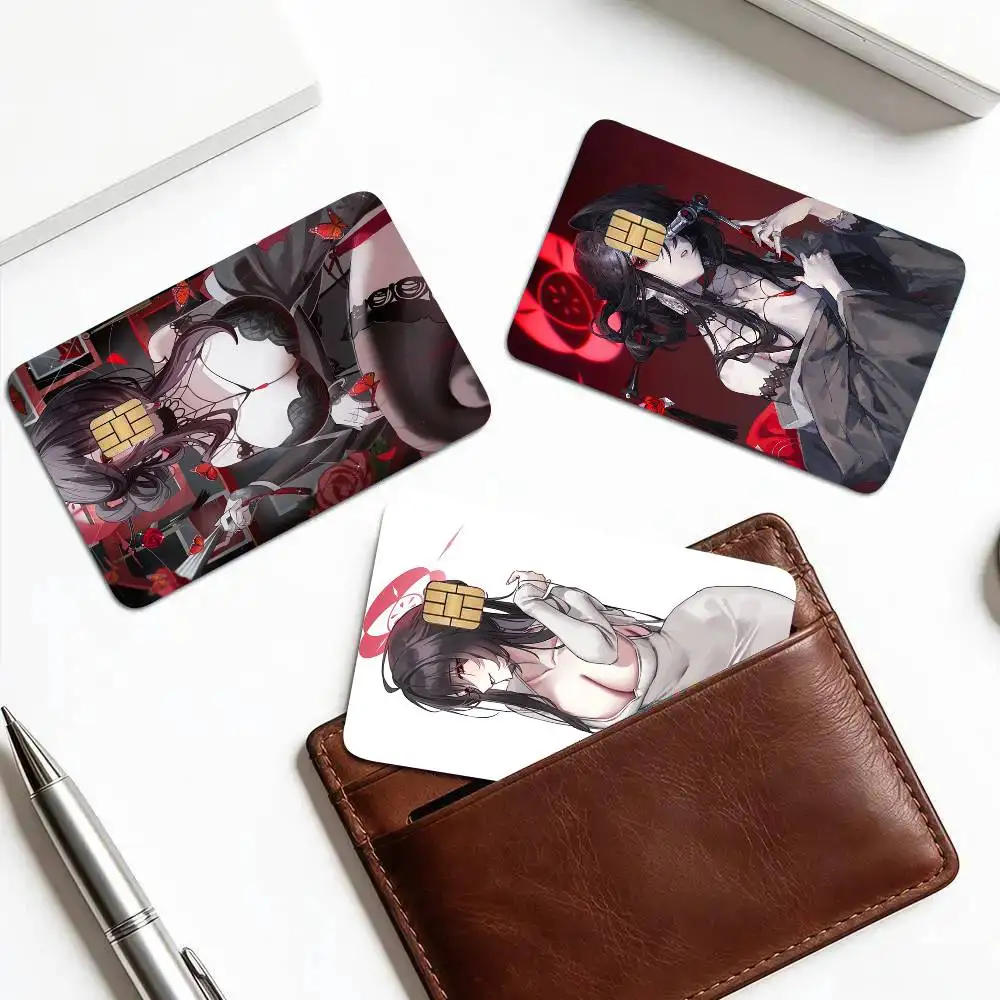 Kokuriko Anime Game B-Blue Archive Credit Card Sticker Waterproof PVC Skin Cover For Debit Bank Card, Removable Card Decal Wrap