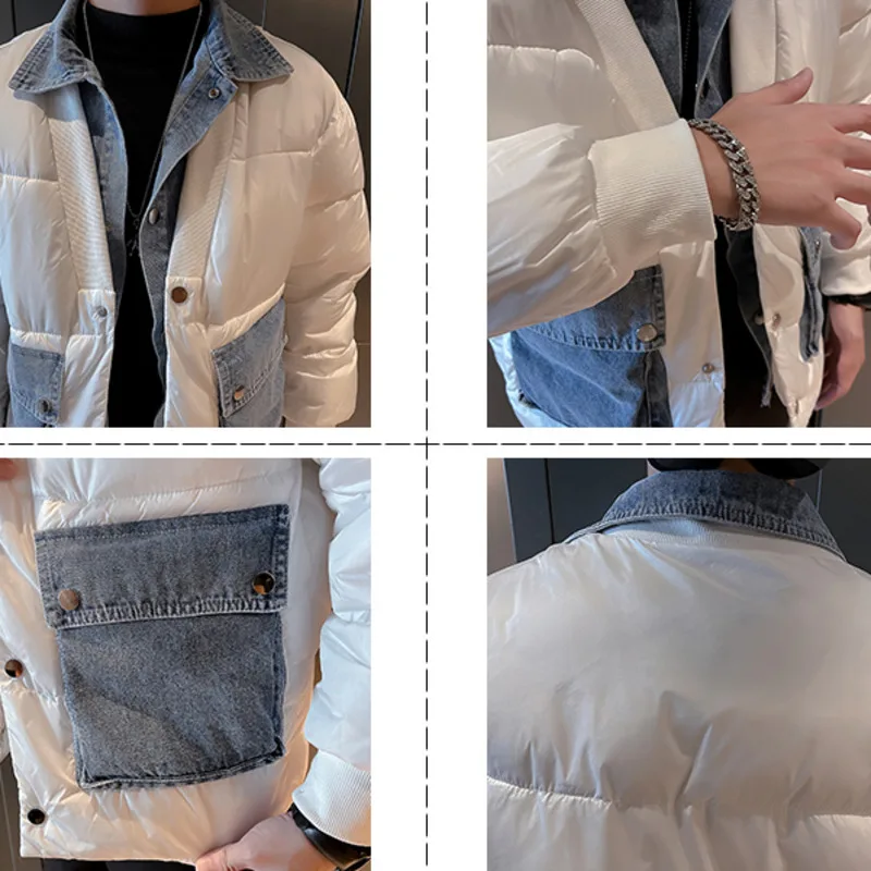 Veste à revers deux pièces pour hommes, manteau d'optique de document solide, parka de neige, veste courte tendance coréenne, qualité supérieure, faux abonnés, hiver