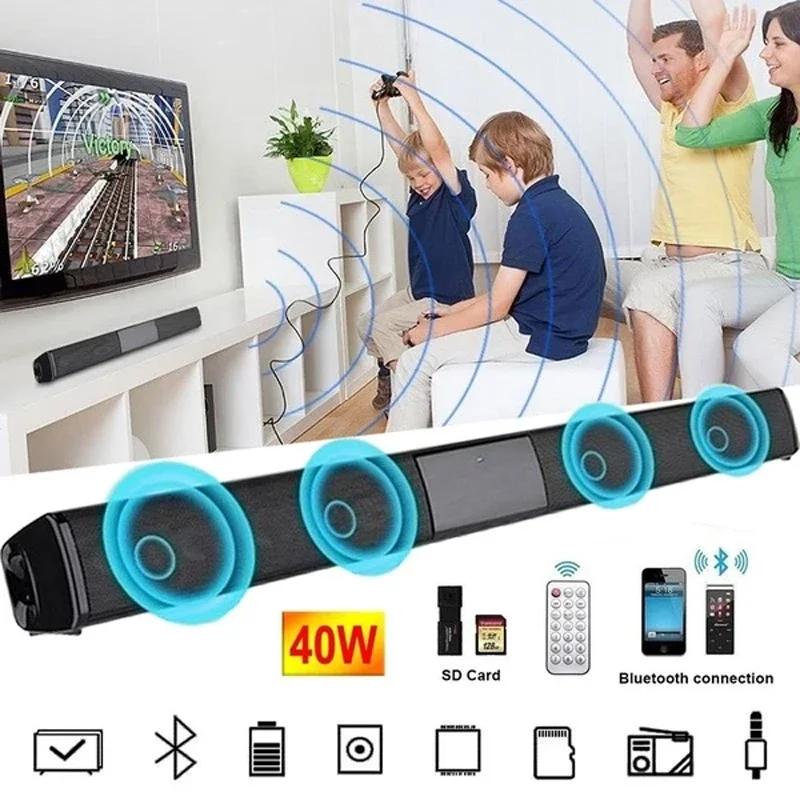 

High Quality Bluetooth Speaker BS-28B High Power Wallmounted Wireless 40w Sound Bar Stereo Home Theater TV Strong Bass Sound Bar