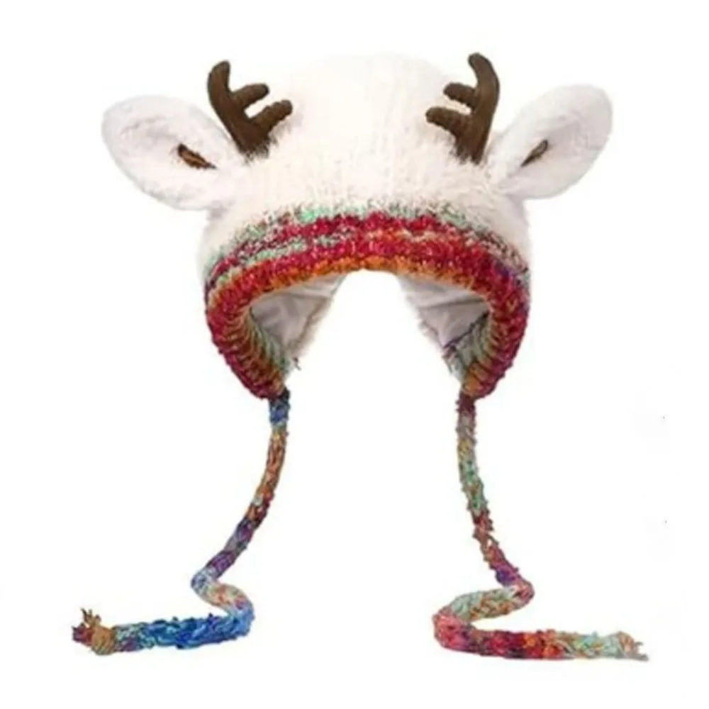 New Fur Deer Storage Hat Ear Protection Warm Festival Christmas Antler Hat Windproof Adjustable Cycling Cap Outdoor