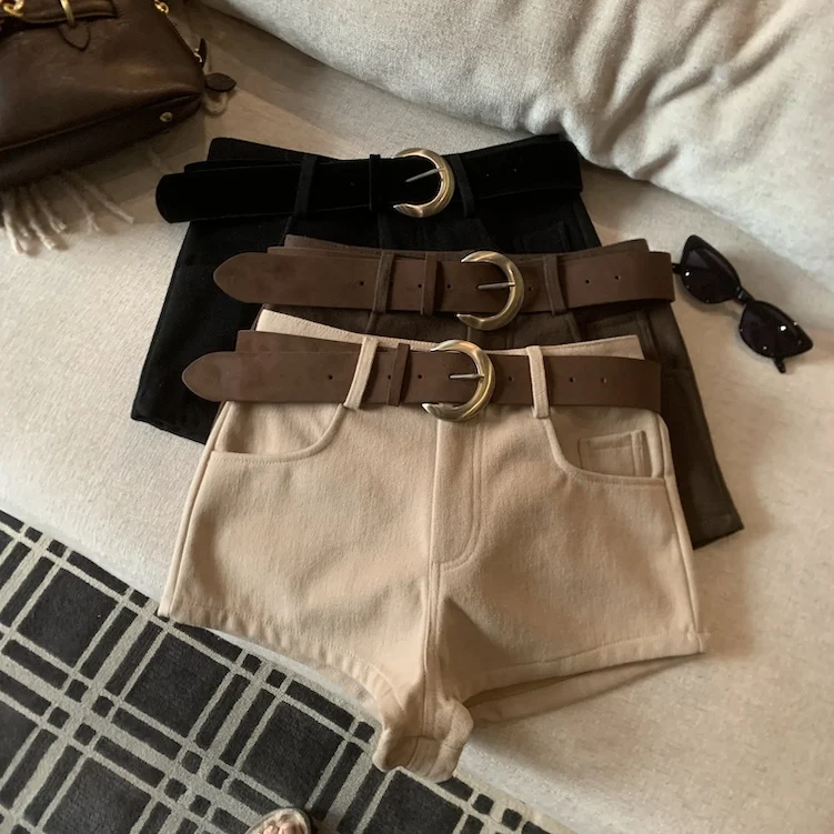 

Женские осенне-зимние шорты с высокой талией, женские уличные ботинки, шорты, широкие короткие брюки для девочек