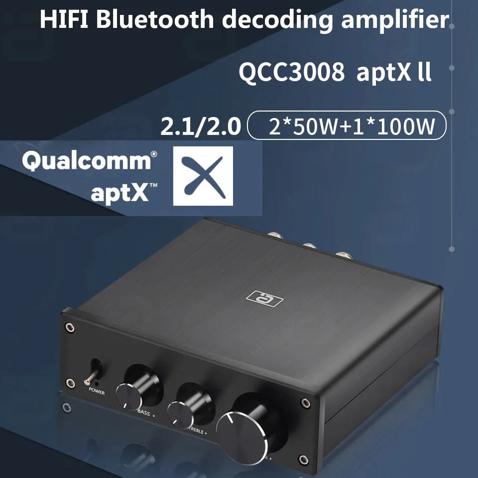 

Hi-Fi 2,1 CH DAC QCC3008 декодер Bluetooth 5,0 APTX-LL Class-D TPA3116 усилитель мощности Домашнее аудио цифровое 2X50W